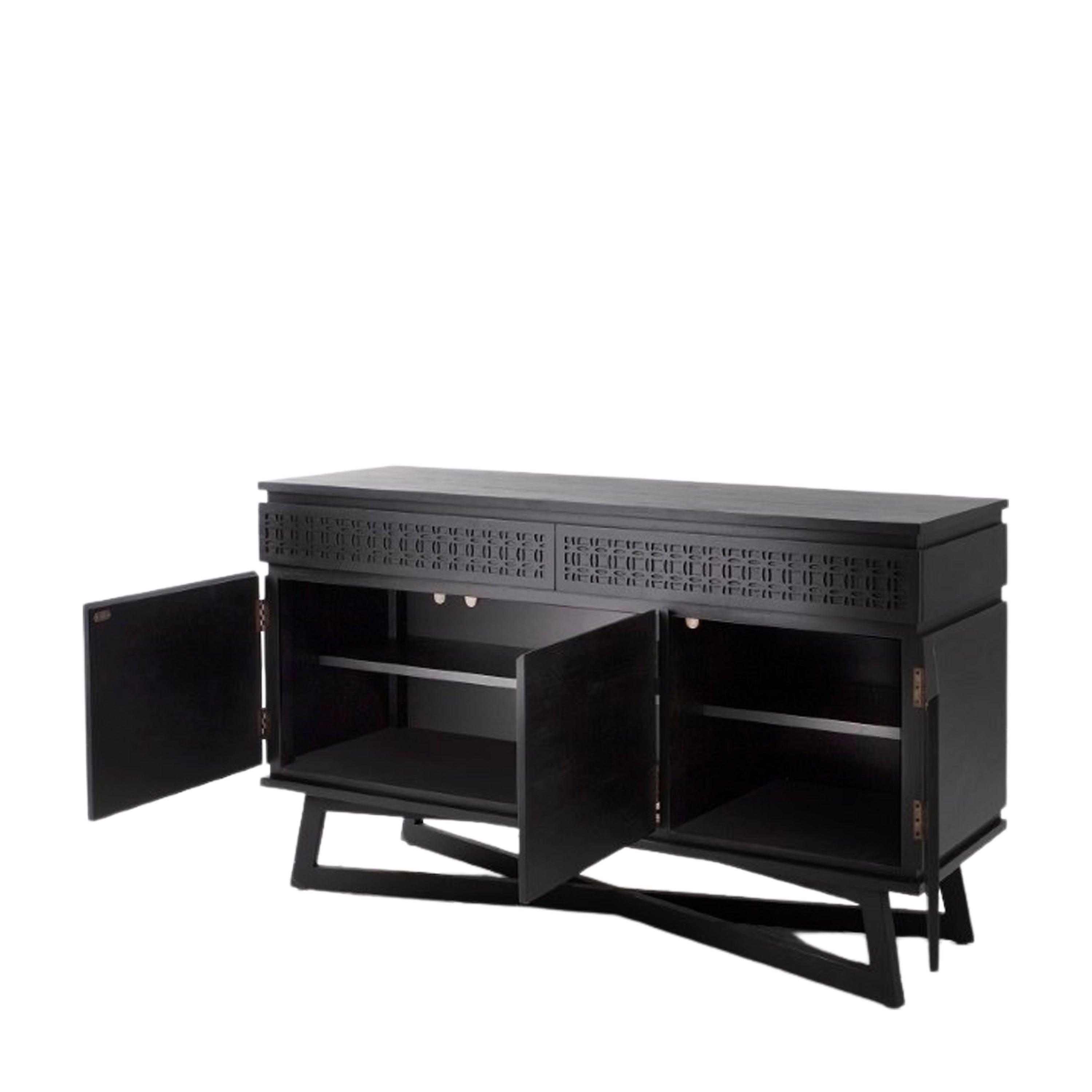 Tuscany Black Mixed Wood Ethnic Design Sideboard